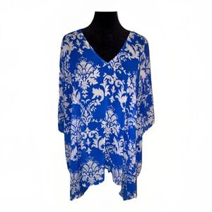 Show Me Your Mumu Peta Athena Beach Cover Up‎ Blue White Floral Size Medium